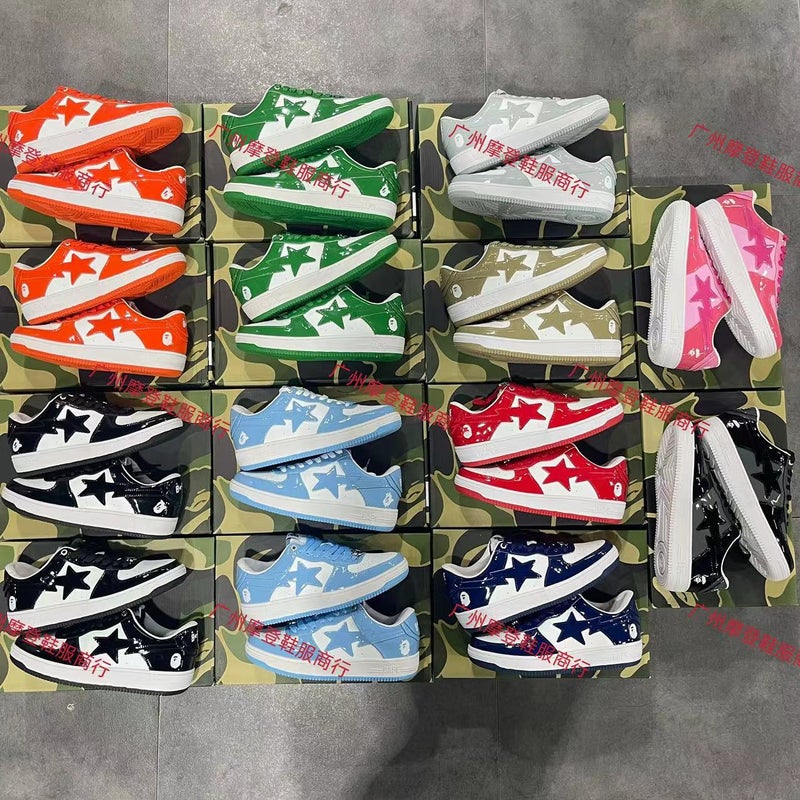Bapesta Sk8 Dunk Black and White Multi-Color Patent Leather Trendyy Couple Vibe Low-Top Casual Sports Shoes Sneakers - Image 3