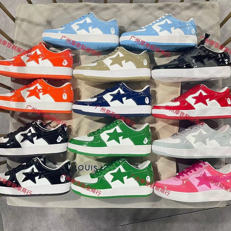 Bapesta Sk8 Dunk Black and White Multi-Color Patent Leather Trendyy Couple Vibe Low-Top Casual Sports Shoes Sneakers - Image 4