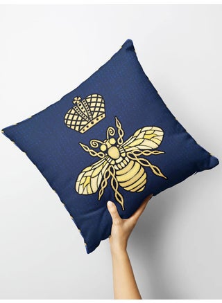 BIANCA Designer Reversible Printed Silk Linen Cushion Covers -1pc 16 X16 Size (Suzane) | with Contrast Front & Back Digital Print | - Hidden Zipper Floral-Geometric-Navy/Gold - pzsku/Z655E26F106ABE5A6E6E9Z/45/1743503455/ad64e867-950d-47ad-809e-50dc78f7db2c