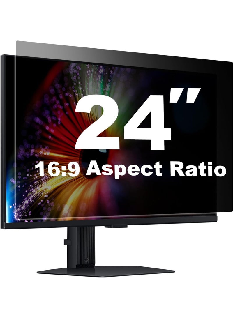 24 Inch Computer Privacy Screen Filter for 16:9 Widescreen Monitor, Removable 24inch Anti Blue Light Glare Privacy Shield, Anti Spy Security Protector for Hp Dell Asus Acer Samsung - Image 1