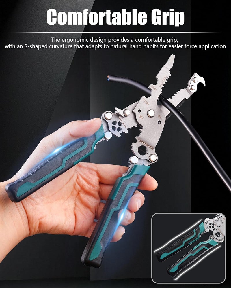 FAITIO 18 In 1 Foldable Ｗire Stripper, Folding Wire Stripping Crimper Tool, Multifunctional Wire Strippers Electrical, Electric Cable Stripper, Cable Cutters with Plier, Crimper, Twister, Splitting - Image 5