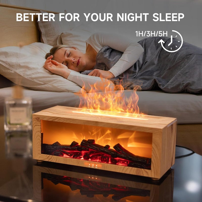 TMEHM - Flame Air Diffuser Humidifier for Fireplace, Aromatherapy Essential Oil Diffuser, Ultrasonic Humidifier with Timer for Home, Bedroom, Office, Yoga - Image 3