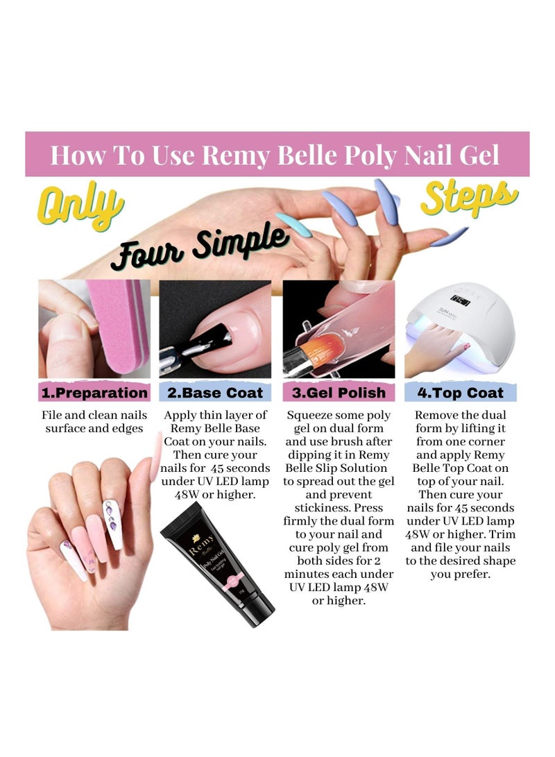 Remy Belle Poly Nail Gel Acrylic Crystal Art Glue Quick Extension Builder (Milk White) - Image 2
