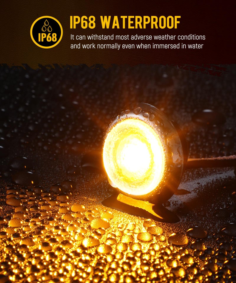 Partsam 10Pcs 3/4" Mini LED Marker Light Amber Auxiliary Light Side Marker Clearance Light Indicators with Bullet Plug for Trailer Truck Pickup Camper RV - Image 4
