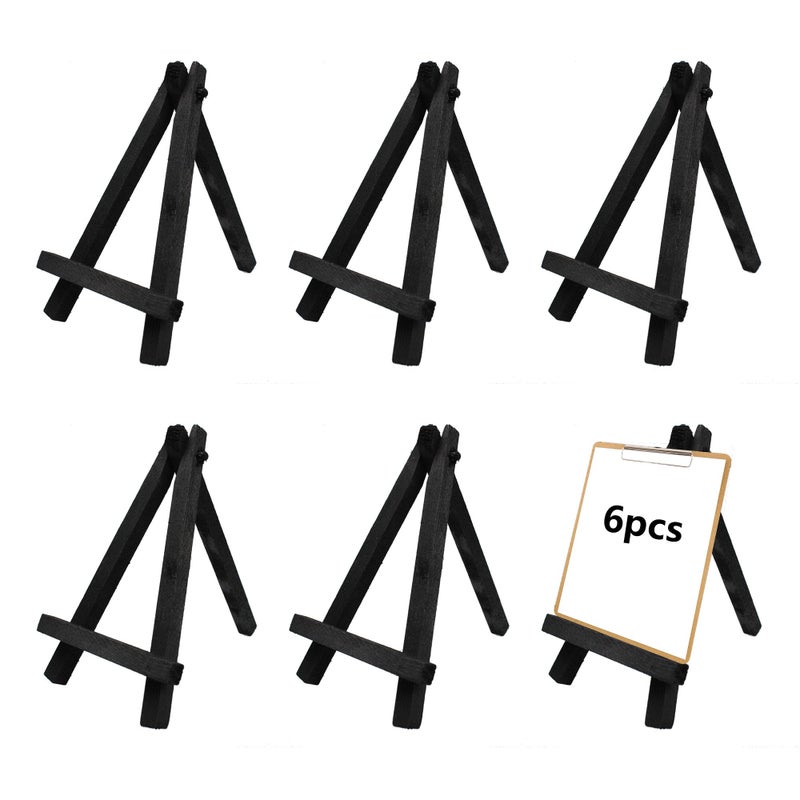 PDETVEO 6PCS 5 Inch Mini Wood Display Easel AFrame Artist Painting Party Tripod Easel Black Stand Canvas Holder for DIY Crafts Decoration Photos - Image 3