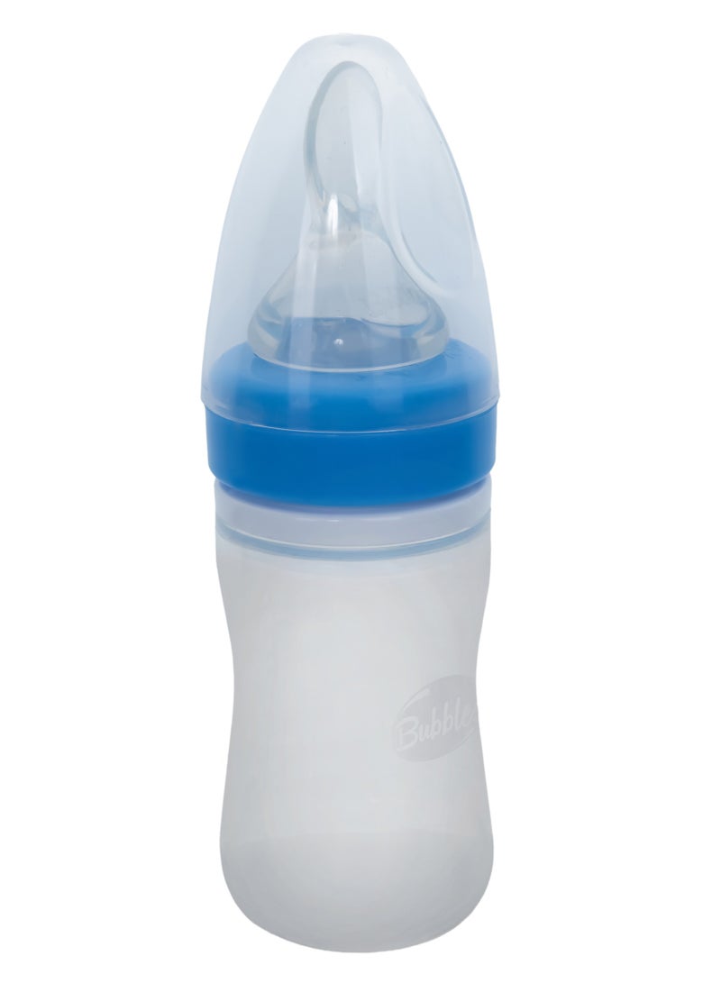 Bubbles Feeding Bottle with Silicone Spoon for Babies – BPA Free – 150 ml Blue - Image 4