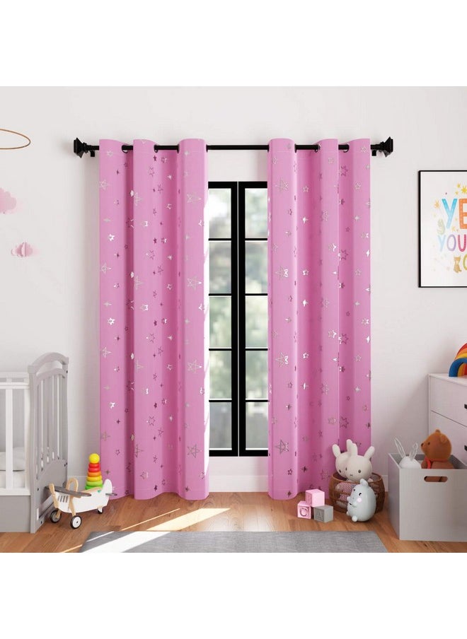 Encasa XO Printed Blackout Curtains 6 Ft, 2 Pcs | Silver Foil Star Pink Design I Room Darkening - Blocks 85% Light | Sound And Heat Reduction For Bedroom, Living Room I Machine Wash, Opaque - pzsku/Z655E659EB2F1992B36E0Z/45/_/1738305805/acfc4441-b294-4b89-956d-2db30abbce87