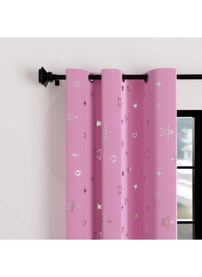 Encasa XO Printed Blackout Curtains 6 Ft, 2 Pcs | Silver Foil Star Pink Design I Room Darkening - Blocks 85% Light | Sound And Heat Reduction For Bedroom, Living Room I Machine Wash, Opaque - pzsku/Z655E659EB2F1992B36E0Z/45/_/1738305814/89b70e34-21c1-4b53-ac88-277badc6c1cf