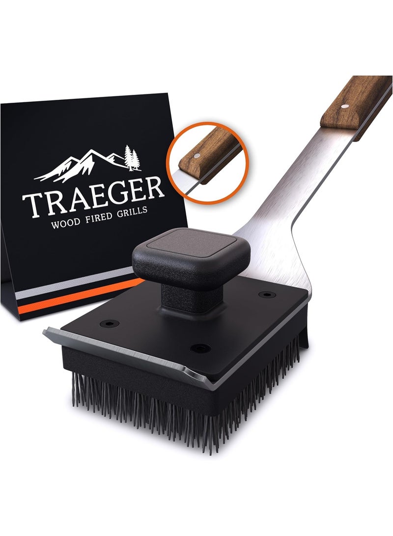 TRAEGER BBQ Cleaning Brush Stainless Steel Grill Scraper With Nylon Bristles - Image 1