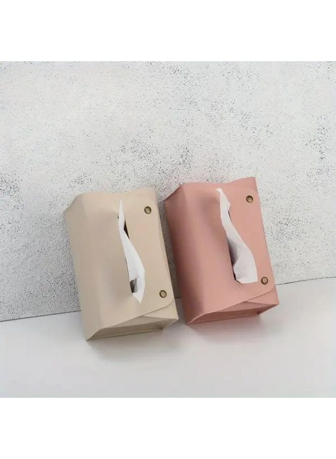 Customizable Artificial Leather Tissue Box Cover Personalized Home Decor Off White - Image 4