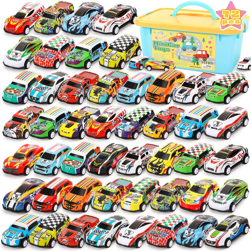 SevenQ Toy Cars Party Favors for Kids 72Pcs Pull Back Cars Playsets with Storage Box Mini Toys Race Cars for Kids Goodie Bags Toddler Toys Bulk Prizes Rewards - Image 3