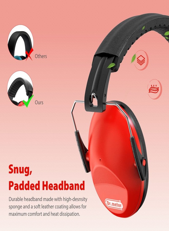Dr.Meter Children Ear Defenders SNR 27dB Protective Earmuffs with Noise Blocking, Adjustable Head Band Red - Image 5