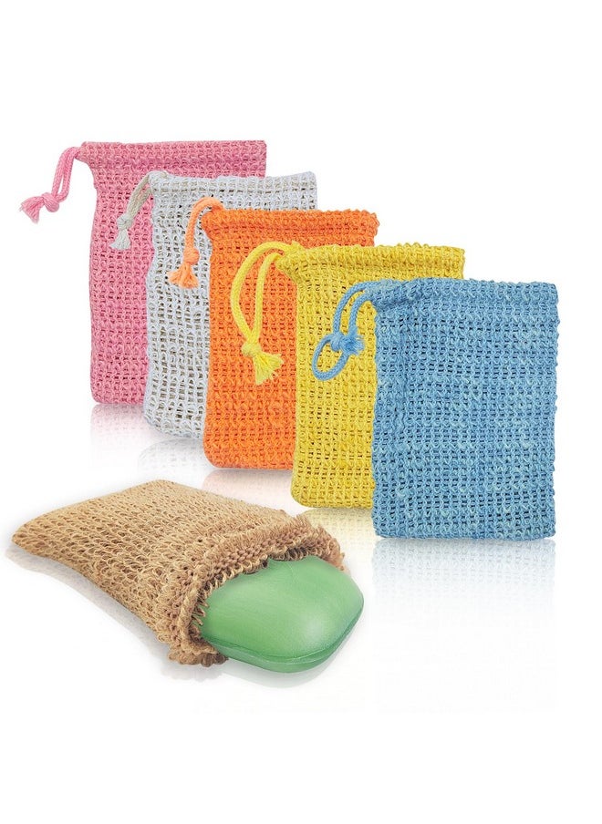 Feelorna 6Pcs Sisal Soap Bags Pouch Soap Saver For Foaming And Drying Hangable Exfoliating Soap Pouch With Drawstring For Shower Bath(3.5''X5.5'' Redyelloworangebluebrownbeige)  - Image 1