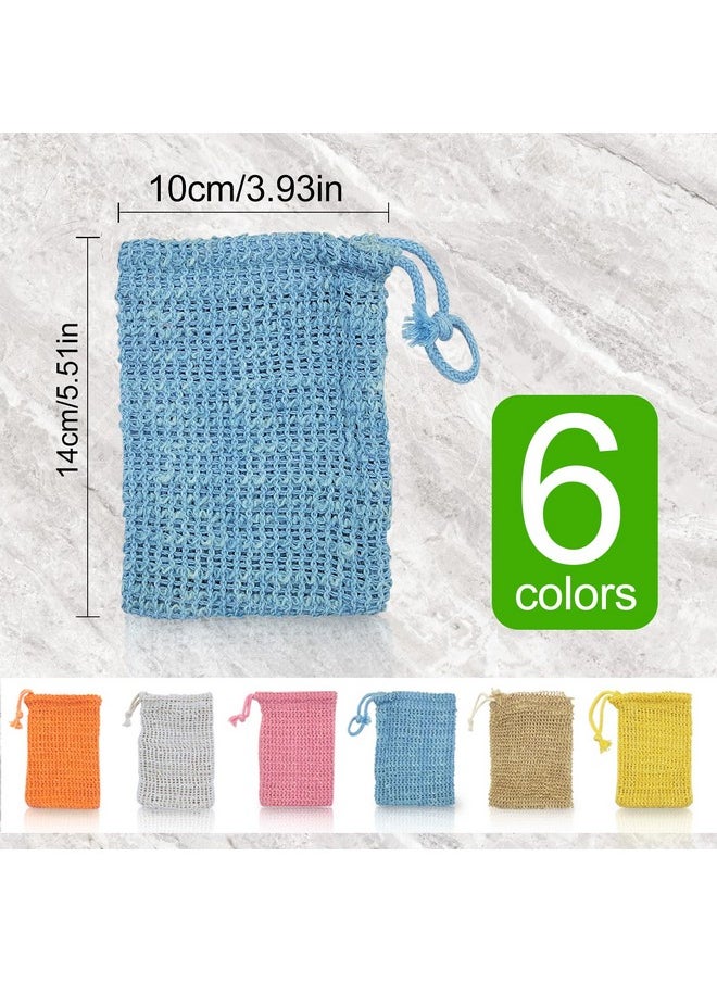 Feelorna 6Pcs Sisal Soap Bags Pouch Soap Saver For Foaming And Drying Hangable Exfoliating Soap Pouch With Drawstring For Shower Bath(3.5''X5.5'' Redyelloworangebluebrownbeige)  - Image 2