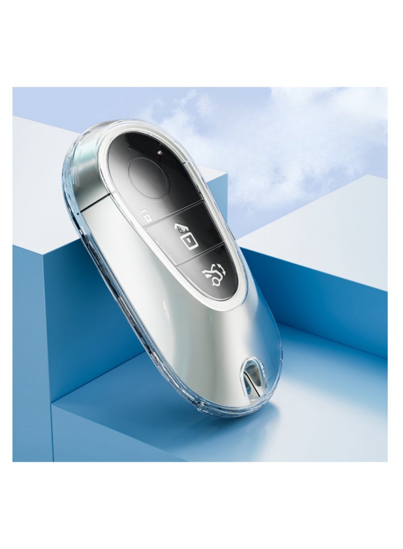 نوفولان غطاء مفتاح سيارة NOVOLAN مكون من قطعتين متوافق مع سيارات مرسيدس بنز S Series S450L 400L 500L S400 S450 480 500، غطاء شفاف فائق النحافة بتغطية كاملة، مظهر أصلي يحمي من الغبار (شفاف) - Image 4