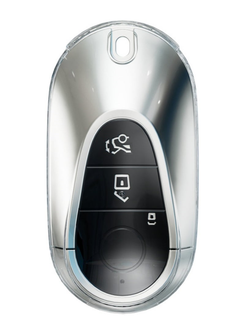 نوفولان غطاء مفتاح سيارة NOVOLAN مكون من قطعتين متوافق مع سيارات مرسيدس بنز S Series S450L 400L 500L S400 S450 480 500، غطاء شفاف فائق النحافة بتغطية كاملة، مظهر أصلي يحمي من الغبار (شفاف) - Image 3