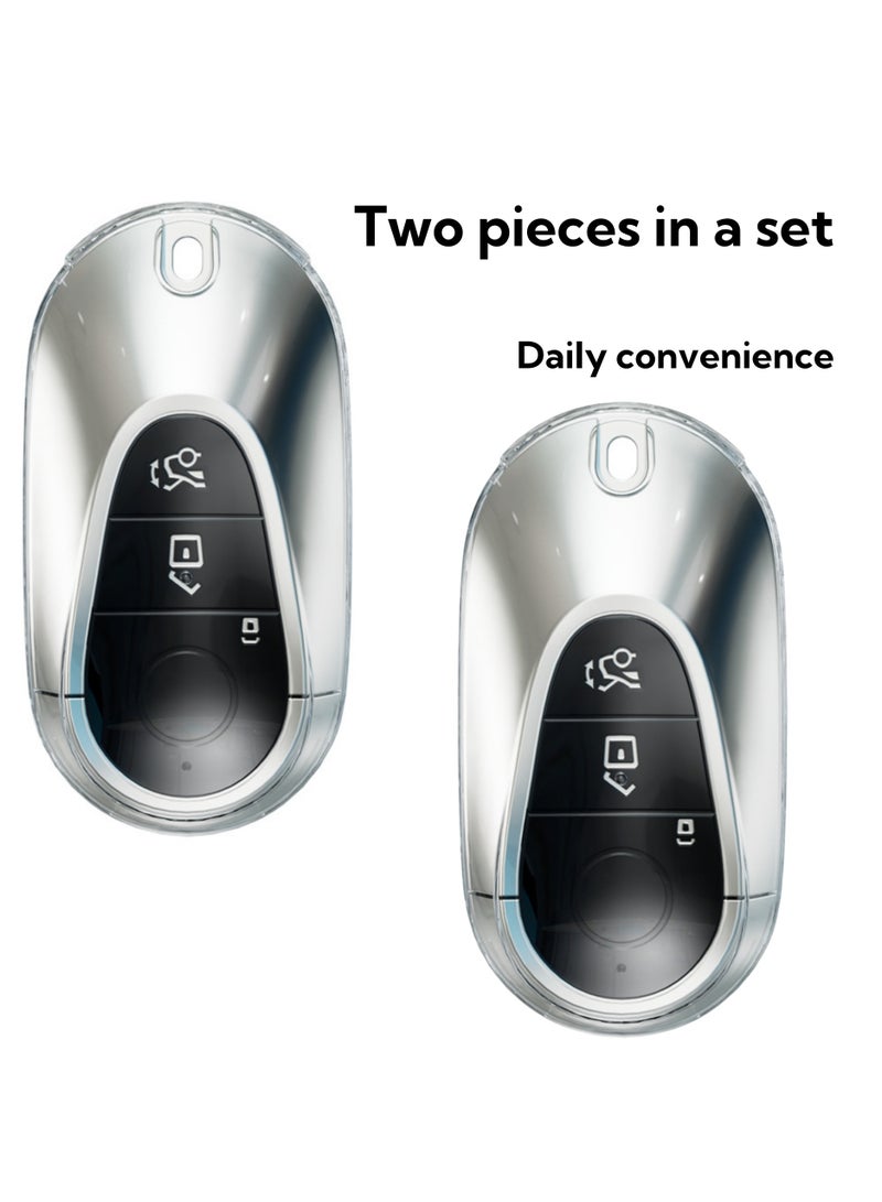 نوفولان غطاء مفتاح سيارة NOVOLAN مكون من قطعتين متوافق مع سيارات مرسيدس بنز S Series S450L 400L 500L S400 S450 480 500، غطاء شفاف فائق النحافة بتغطية كاملة، مظهر أصلي يحمي من الغبار (شفاف) - Image 5