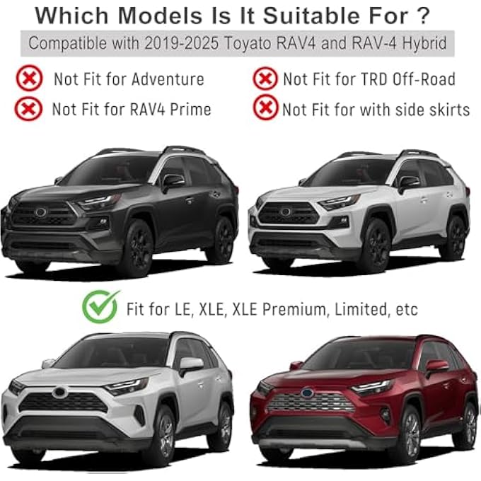 ريحني متوافق مع ملحقات تويوتا راف4 2019، 2020، 2021، 2022، 2023، 2024، 2025 طراز OEM بدون ثقب، أغطية طين، واقيات طين، رذاذ إطار خلفي لراف4 - Image 4