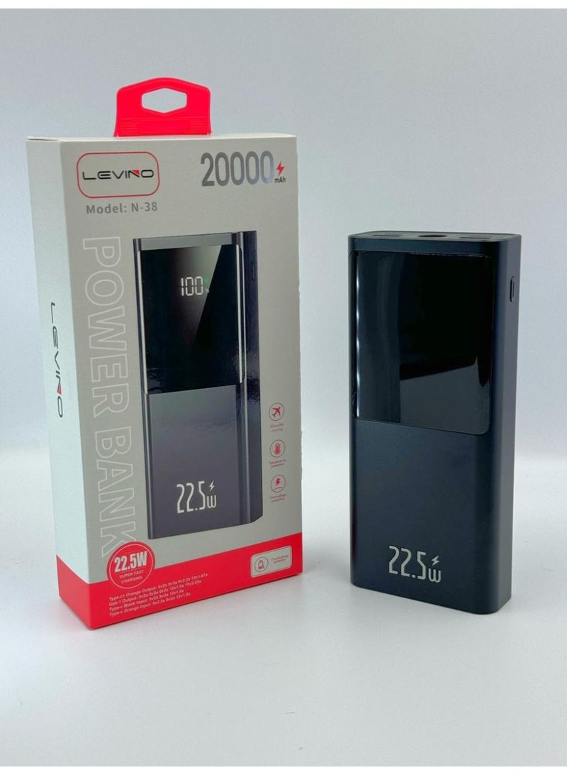 N-38 20000mAh Power Bank 22.5W Fast Charging with LED Display | Portable External Battery | 1 Year Warranty