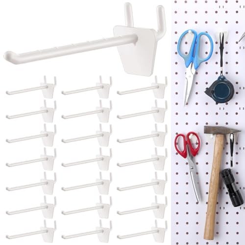 Unittype 100 Pack Plastic Pegboard Hooks 4 Inch Suitable for 14 and 18 Pegboard Pegboard Accessories for Garage Office Kitchen Store Ivory White - Image 1