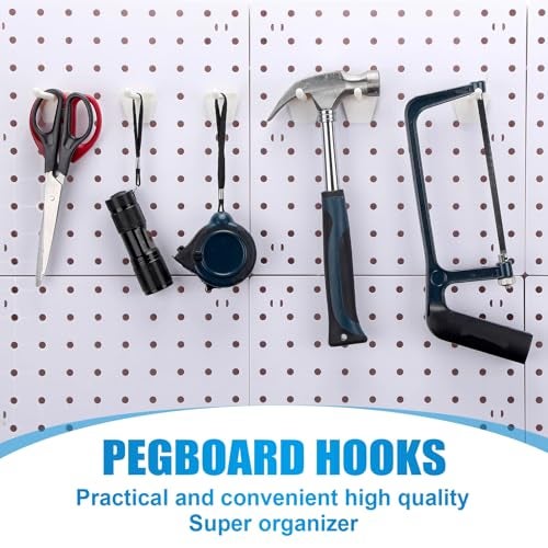 Unittype 100 Pack Plastic Pegboard Hooks 4 Inch Suitable for 14 and 18 Pegboard Pegboard Accessories for Garage Office Kitchen Store Ivory White - Image 3