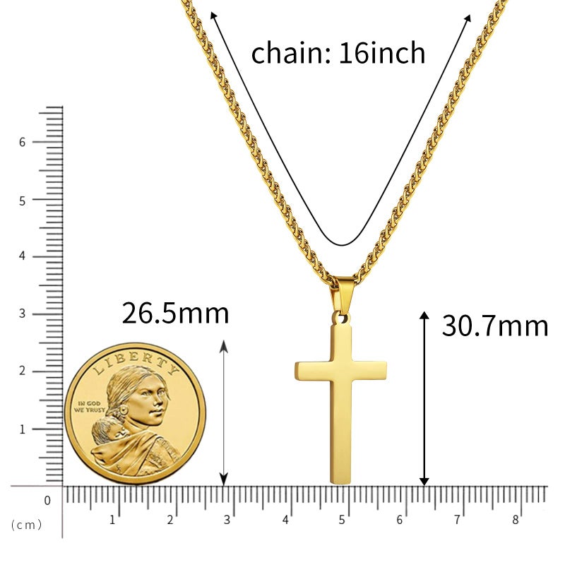 RS Cross Necklace for Men Boys Stainless Steel Pendant Chain Religious Christian Baptism Catholic Confirmation Jewelry Gifts Teen Teenage Son Him - Image 5