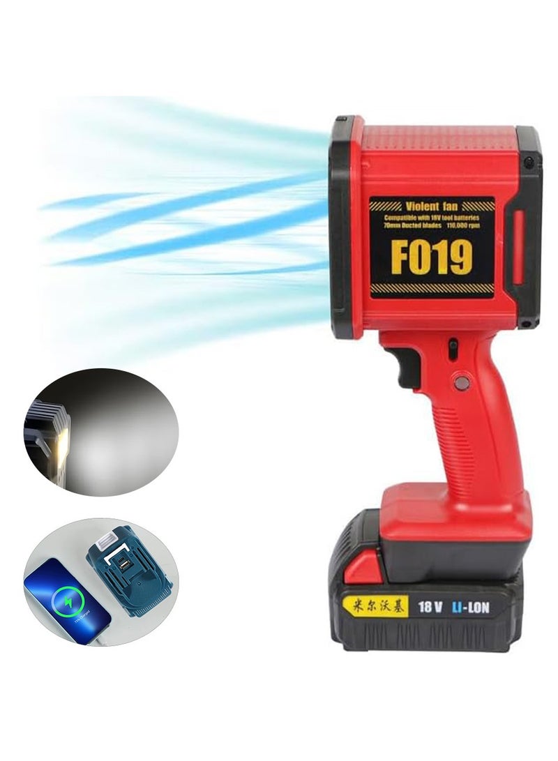 BlueFire uper Fan F019 110,000 RPM 18V Cordless Handheld Turbo Fan - Powerful Portable High-Velocity Air Blower for Outdoor, Workshop, Desktop, BBQ & Leaf Cleaning with LED Light, 3 Speeds, USB Compatible - Image 1