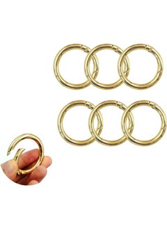Spring O Ring Round Carabiner Snap, 6 Alloy Trigger Spring Keyring Buckle O ring for DIY Keychains Bags Braceletand Purses, Gold,