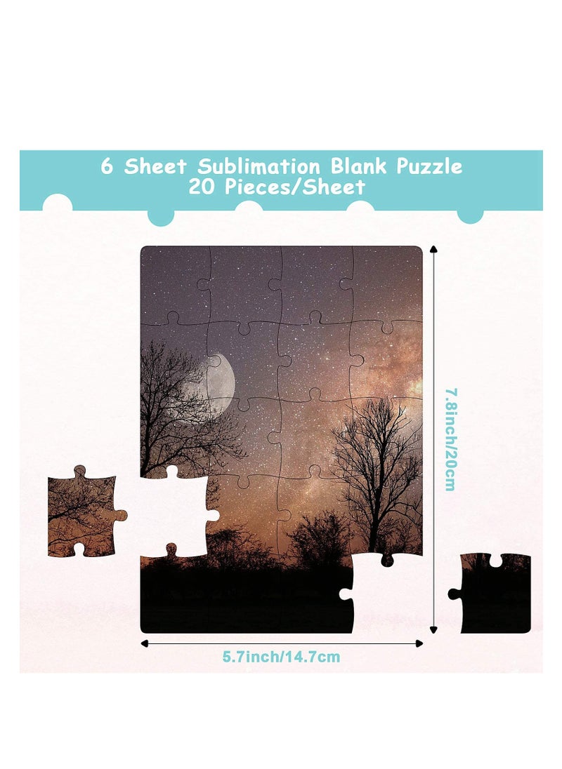 Excefore - 6 Sets Sublimation Blanks Puzzles White Jigsaw Puzzle Blank Puzzles DIY Blank Puzzle for Sublimation Transfer Thermal Transfer Heat Press Printing Crafts A5-20 Style - Image 1