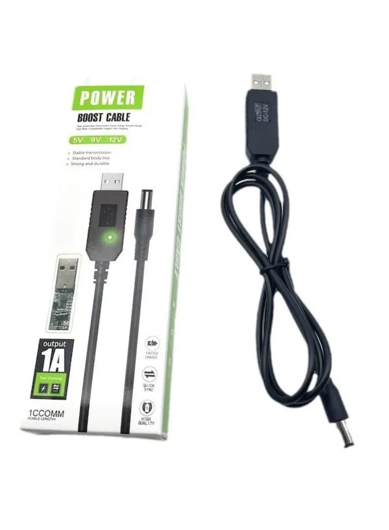 POWER USB Power Cable for Router, USB Light, Audio and Surveillance Cameras 5/ 9/ 12V 1m Black - Image 3