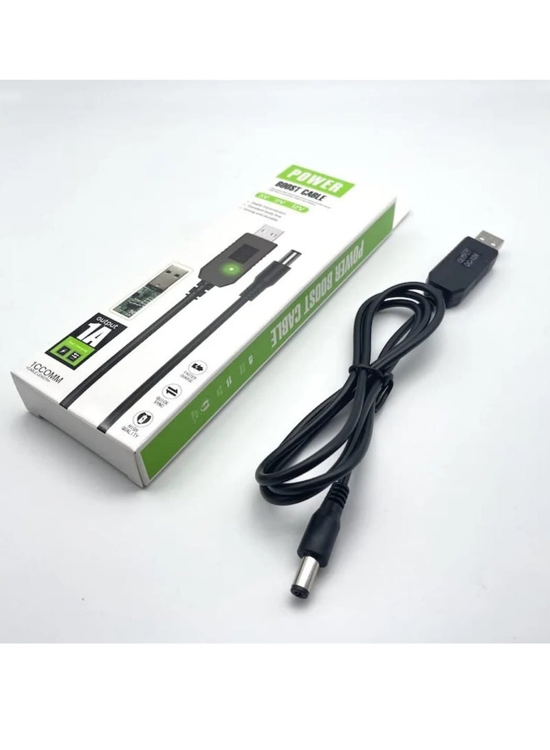 POWER USB Power Cable for Router, USB Light, Audio and Surveillance Cameras 5/ 9/ 12V 1m Black - Image 4