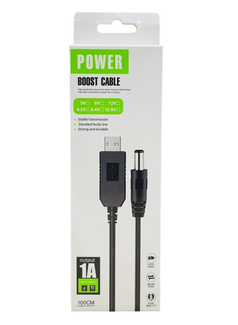 POWER USB Power Cable for Router, USB Light, Audio and Surveillance Cameras 5/ 9/ 12V 1m Black - Image 5