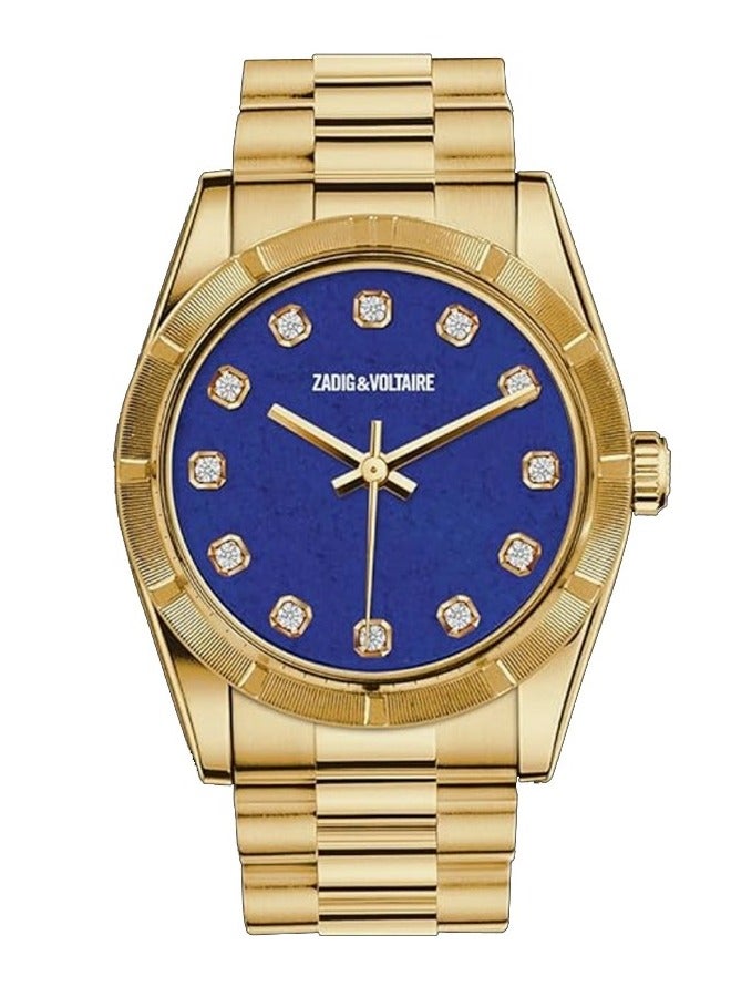 ZADIG & VOLTAIRE Mens Zadig and Voltaire Blue Dial and Gold Stainless Steel Bracelet Watch by  - ZVFF220 - Image 1