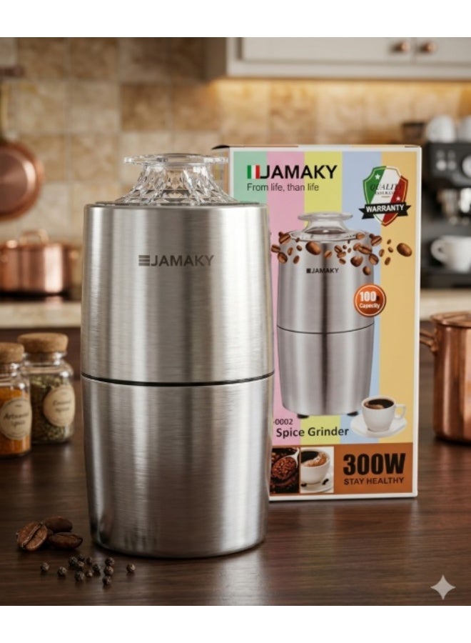 Jamaky Coffee grinder with technology, 300 watts, design combines performance and beauty, practical and quick to prepare, model 9002