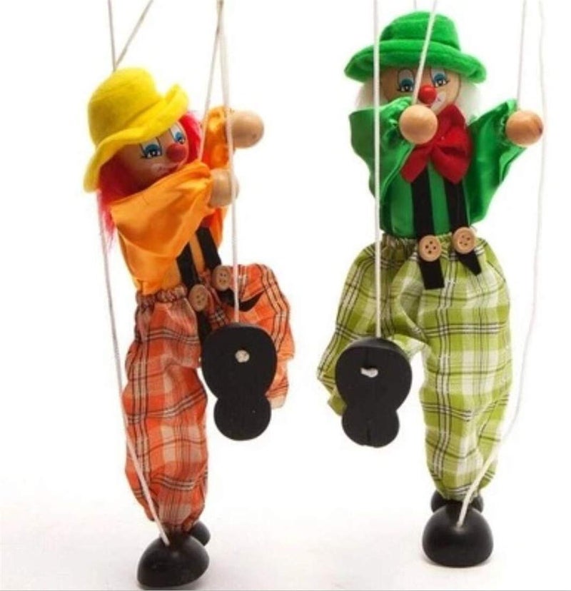 MioCloth Fun Wooden Clown Marionette Pull String Puppet Vintage Decor for Family Men Women Pretend Play Puppetry Party - Image 2