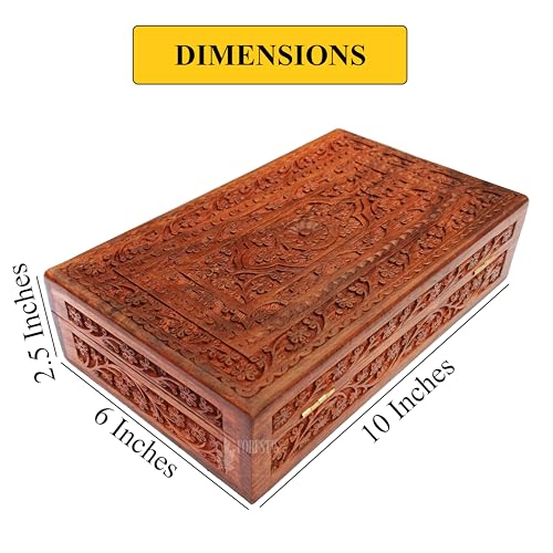 FORESTIS GALLINARIA Rosewood Decorative Wooden Carved Jewelry Box, Kit, Vanity, Chest, Trinket, Organizer For, Men, Women, Gold, Cash, Money, Storage, Multipurpose Keepsake, Gift (10x6 Inches, Dome) - Image 4