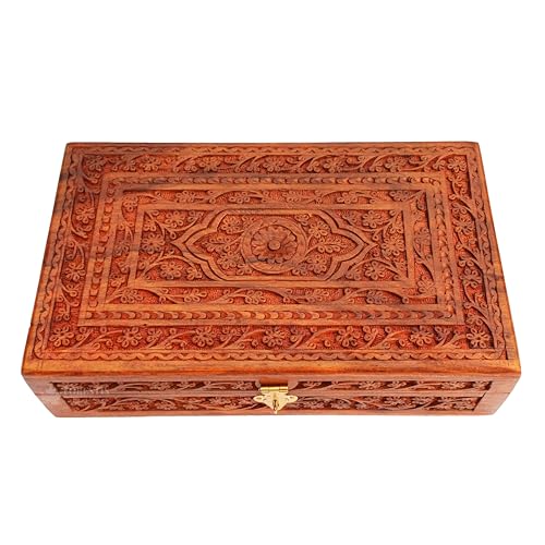 FORESTIS GALLINARIA Rosewood Decorative Wooden Carved Jewelry Box, Kit, Vanity, Chest, Trinket, Organizer For, Men, Women, Gold, Cash, Money, Storage, Multipurpose Keepsake, Gift (10x6 Inches, Dome) - Image 1