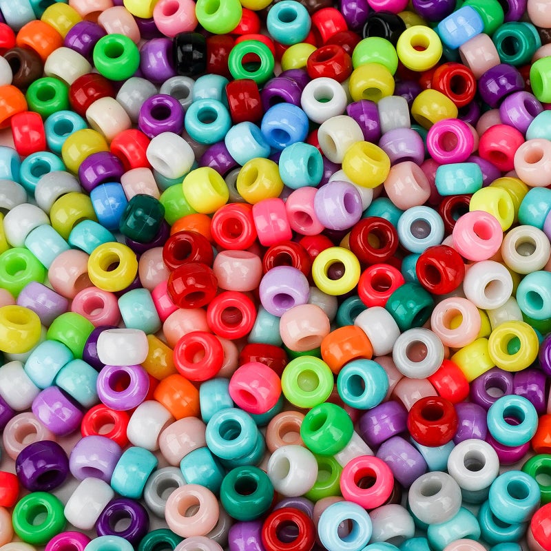 Sistenia 1200+pcs Pony Beads 9mm Kandi Beads for Bracelets, Hair Bead for Braids Plastic Colorful Bead Bulk Acrylic Assorted for Crafts Keychains Jewelry Friendship Bracelet Kit - Image 1