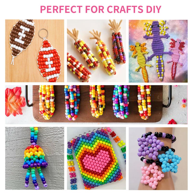Sistenia 1200+pcs Pony Beads 9mm Kandi Beads for Bracelets, Hair Bead for Braids Plastic Colorful Bead Bulk Acrylic Assorted for Crafts Keychains Jewelry Friendship Bracelet Kit - Image 4