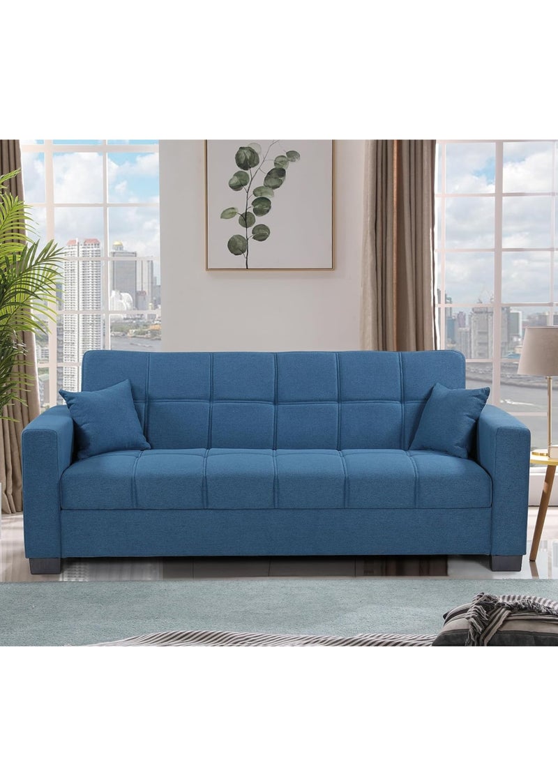 SILA Modern Three Seater Sofa Cum Bed Sleeping Fabric  Modern Design Living Room Sofa Sila-S399 Blue 180x110x75  - Image 1