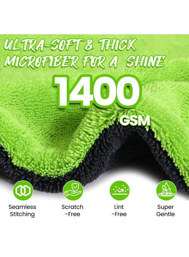 PUGPIU Car Drying Towel - 1400GSM Super Absorbent Microfiber Towels 36"X24" Large Edgeless with Twisted Loop, Lint-Free & Streak-Free for Auto Detailing, SUV, Truck (Green) - Image 4