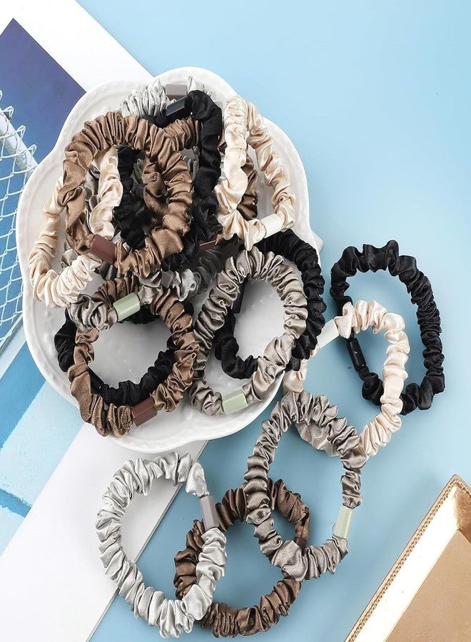HLTOO 20PCS Silk Hair Scrunchies, Elastic Satin Hair Ties for Women Thick Thin or Curly Hair, Slip Hair Ties, Ponytail Holders, Hair Rubber Bands Accessories, for Women and Girls, 5 Colors - Image 4