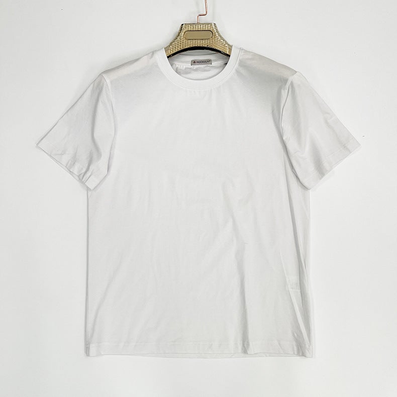 Solid Color Short-Sleeved T-Shirt Men'S Jade Cicada Silk Accessible Luxury European Trbottomy White Version Slim Blank Shirt Clean Version Bottoming Shirt - Image 1