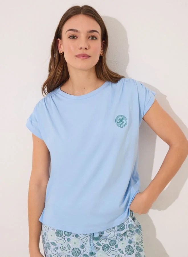 women'secret Short pyjamas 100% cotton blue flowers