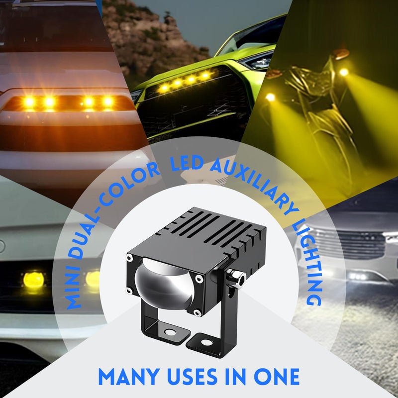 Jumpdy 2PCS Universal LED Grill Lights, Multi-functional Lighting Assemblies on OffRoad Lighting, Fog Lights, Driving Lights, w/Universal Clip for Motorcycle/Truck/Trator/ATV/UTV/Car (2PCS) - Image 2