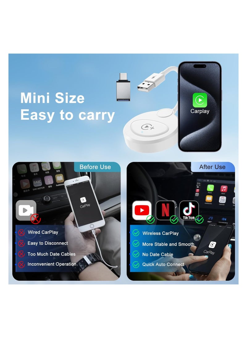 SOLARAE Wireless CarPlay/Android Auto Adapter for Factory Wired Systems, 2024 Upgrade, Plug & Play Dongle for Cars 2015+, iOS 10+, No App Download Required (White) - Image 5