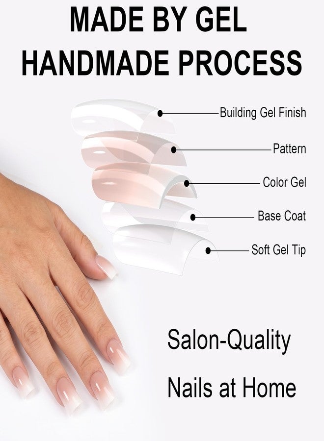 OIFEN 16 Sizes Nude Ombre Short Duck Nails Press on, 32pcs Gel Nails for Women Manicure with Glue & Stickers - Image 4