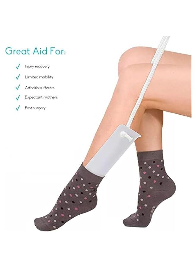 OCTOBER Sock Aid Wearing Socks Helper with Foam Handles,Sock Remover,Shoe Helper with Long Shoe Horn Dressing Aid for Pregnant Woman Men Elderly - Image 5