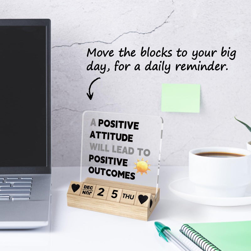 Ythuil Positive Gift Calendar for Women Men - Inspirational Gifts for Coworker, Motivational Wooden Block Calendar for Desk, Appreciation Office Decor Desk Sign - Image 4