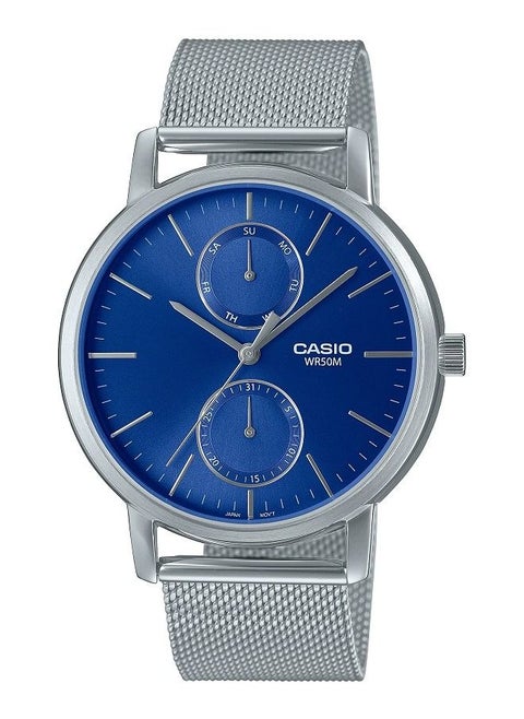 Casio Men Watch Analog Multi Hand Blue Dial Stainless Steel Mesh Band MTP-B310M-2AVDF.